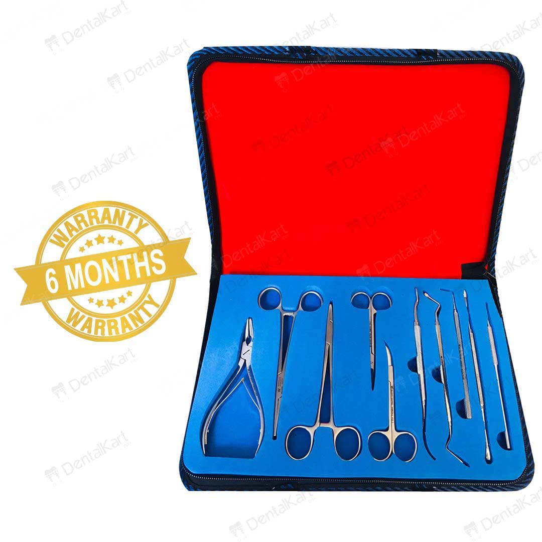 Basic instrument set (Extraction, Elevator, PMT, Endo Instruments) — Reference photograph of a Waldent instrument kit. This is not a confirmed photo of the complete quoted package; contents confirmed with quote.