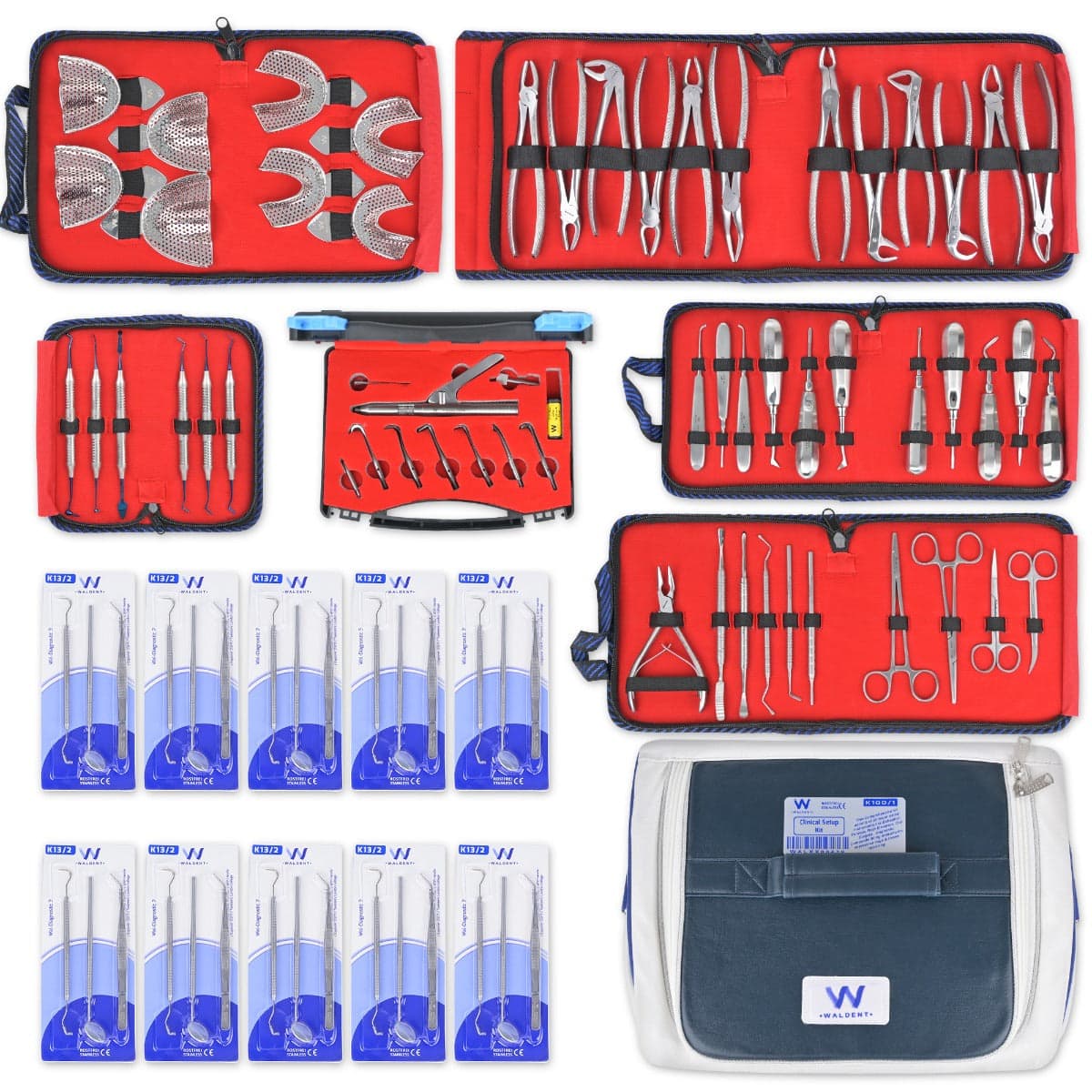Standard consumables stock (initial stock for clinic) — Real product-kit reference photo. Consumable brands, quantities and package contents confirmed in quote.