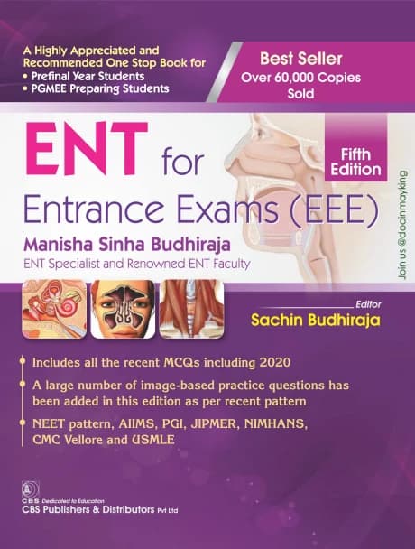 Book cover: Manisha Sinha Budhiraja ENT for Entrance Exams 5th