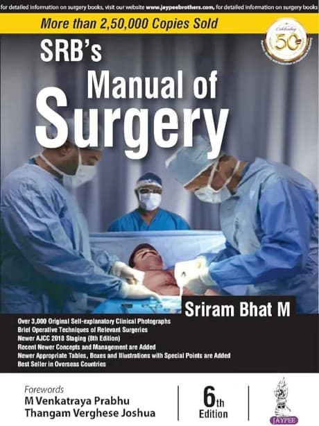 Book cover: SRB's Manual of Surgery 6th