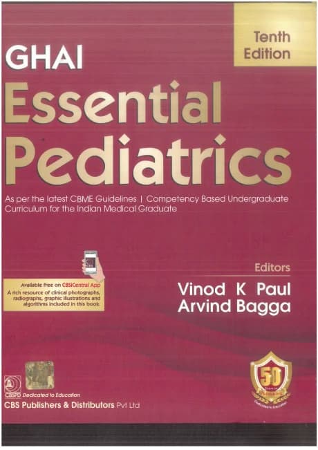 Book cover: Ghai Scanned Essential Pediatrics 10th