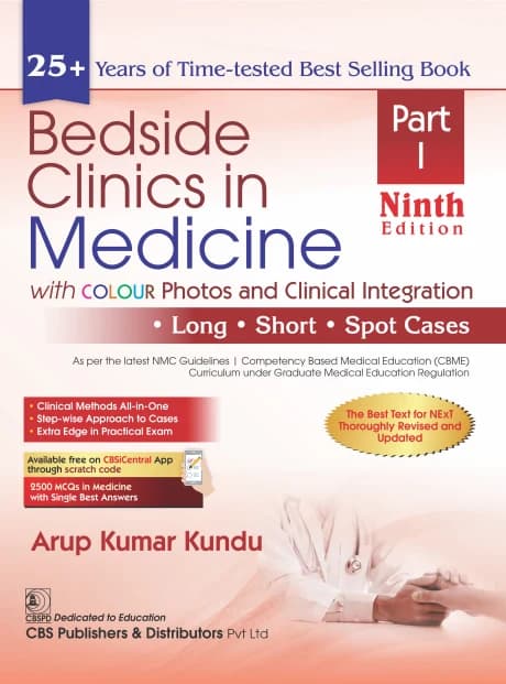 Book cover: Arup Kumar Kundu Bedside Clinics in Medicine Part 1 9th
