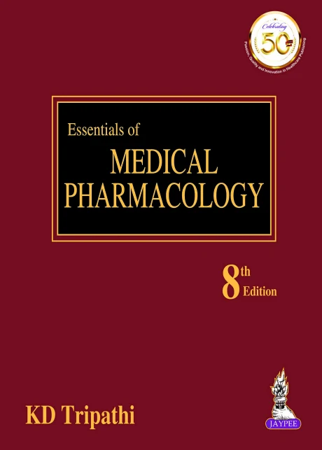Book cover: KD Tripathi Essential of Medical Pharmacology 8th