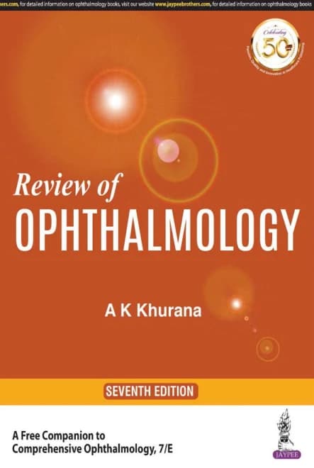 Book cover: AK Khurana Review of Ophthalmology 7th