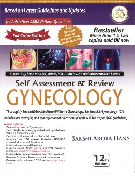 Book cover: Sakshi Arora Scanned Gynecology 12th