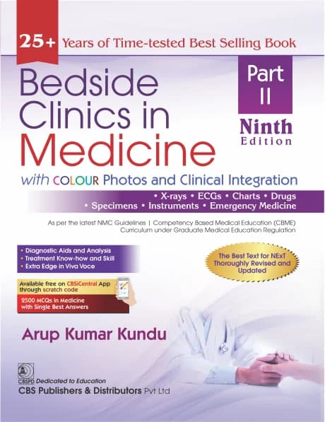 Book cover: Arup Kumar Kundu Bedside Clinics in Medicine Part 2 9th