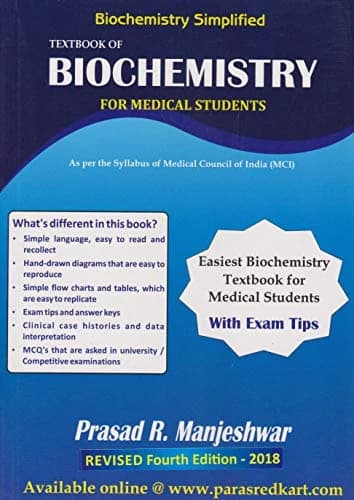 Book cover: Prasad textbook of biochemistry 4th