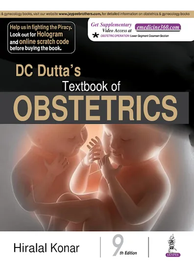 Book cover: DC Dutta's Textbook of Obstetrics 9th