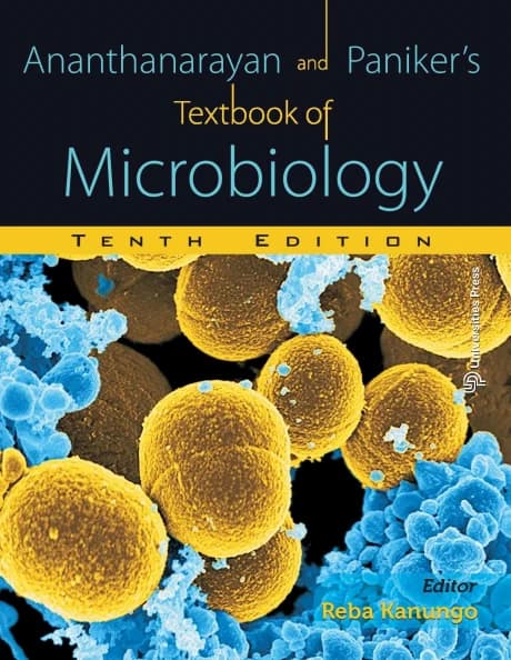 Book cover: Ananthanarayan & Paniker's Textbook of Microbiology 10th