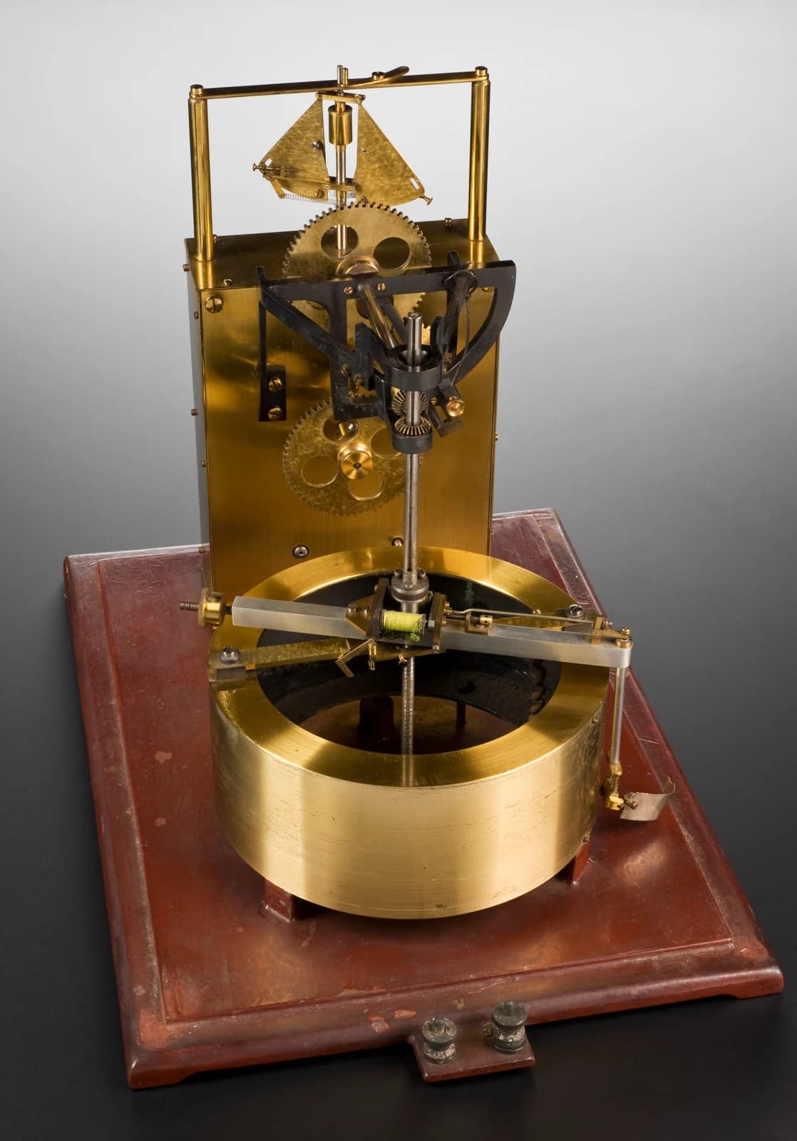 Historical kymograph drive mechanism — recording drum not fitted