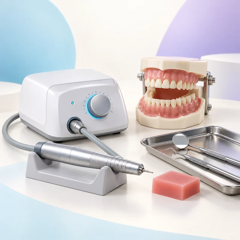 Illustration of a dental student practical setup